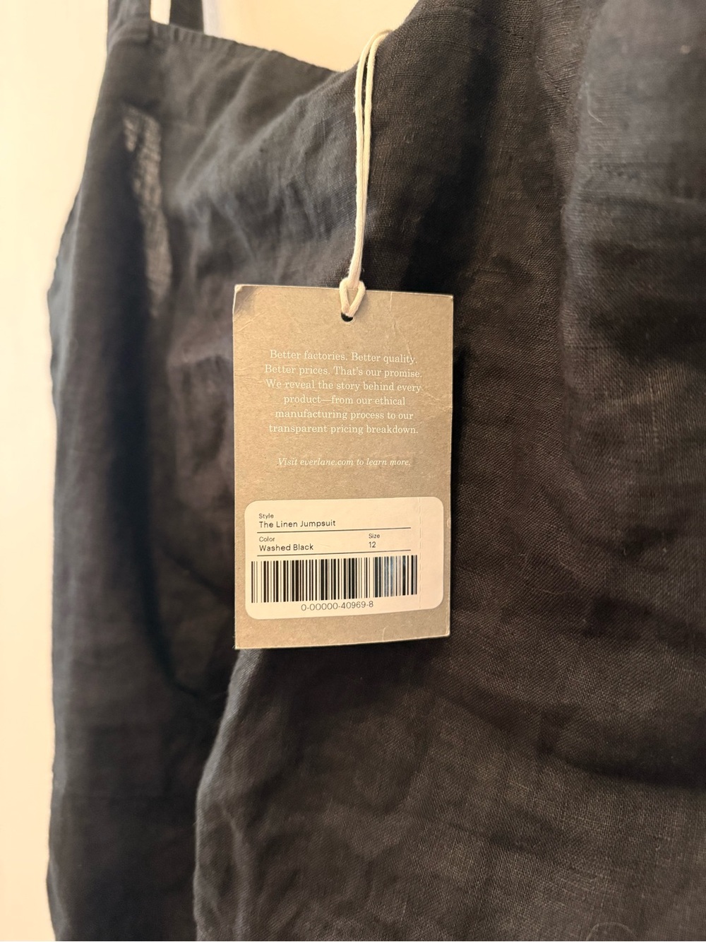 Everlane Black Linen-Strap Jumpsuit with Waist Tie - Picture 5 of 8